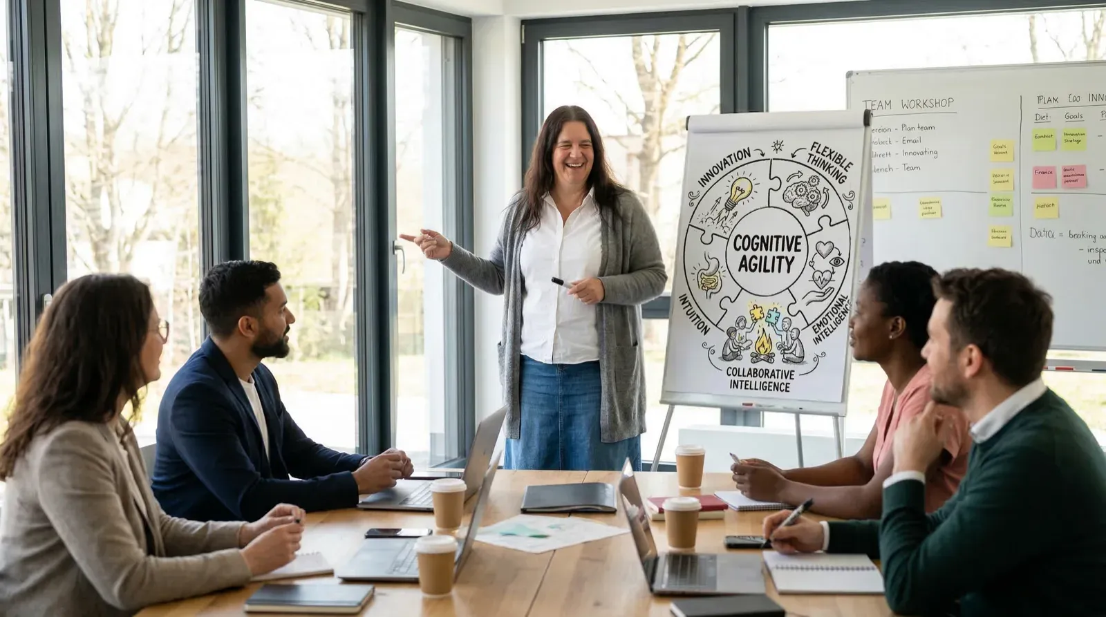 Steff leidt een workshop over AI-adoptie